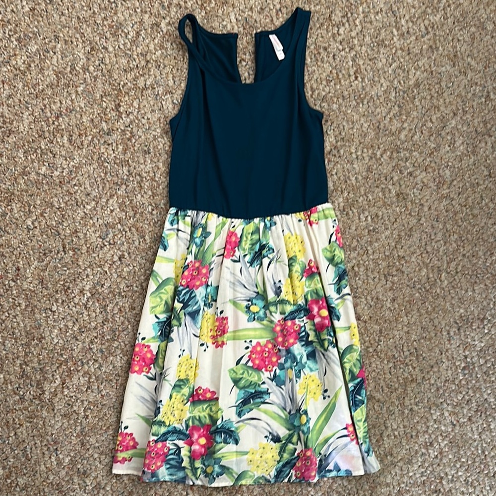 Floral Dress with Navy Top